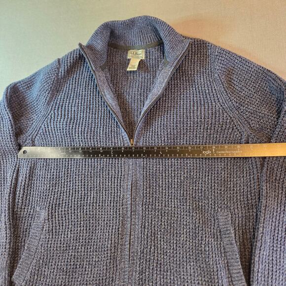 L.L. Bean Organic Cotton Full Zip Sweater Men’s M Blue Knit Jordan - Picture 10 of 11